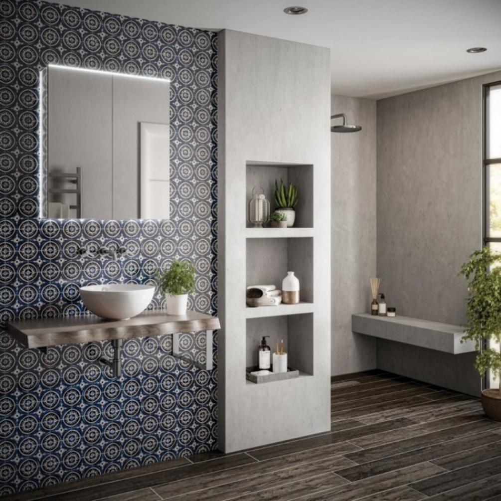 Product Lifestyle image of the HIB Ether 800mm LED Mirror Cabinet